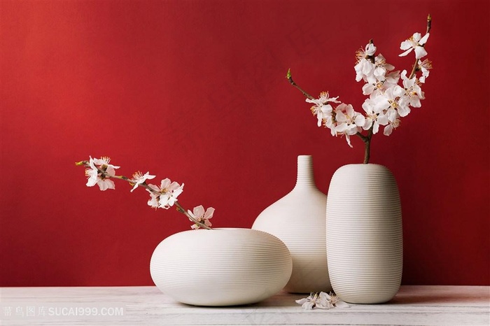 春季桃花日本禅意插花花卉