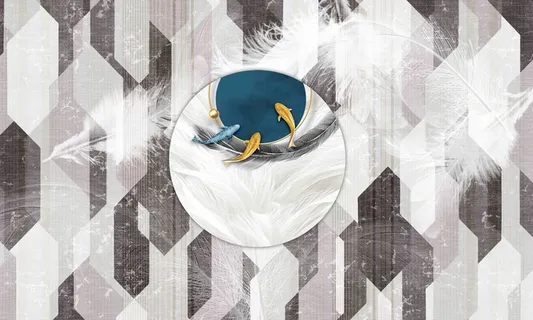 几何羽毛背景墙