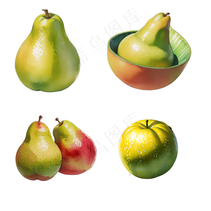 分享手绘水果素材梨免抠PNG