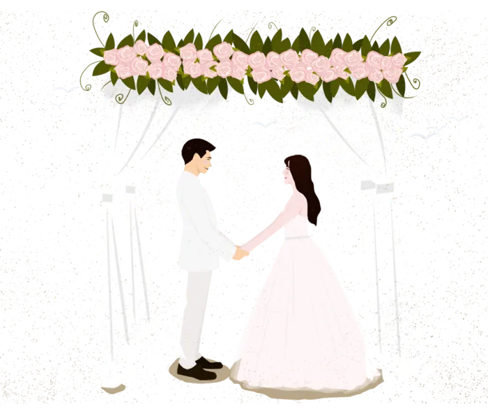 婚纱卡通人物婚礼白纱结婚婚纱摄影手绘