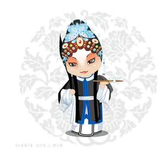 卡通京剧戏剧人物脸谱插画PNG图片 国潮中国风Q版戏剧人物PS素材