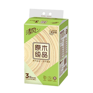 清风原木纯品抽纸(S小规格)200抽3连包／提 约530g一提超市商品白底图免抠实物摄影png格式图片透明底