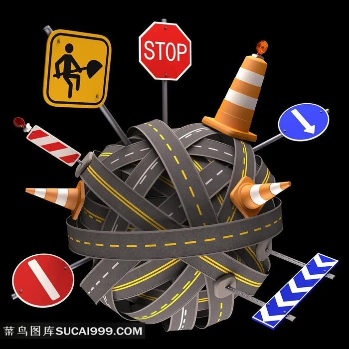 高清立体交通路障标识