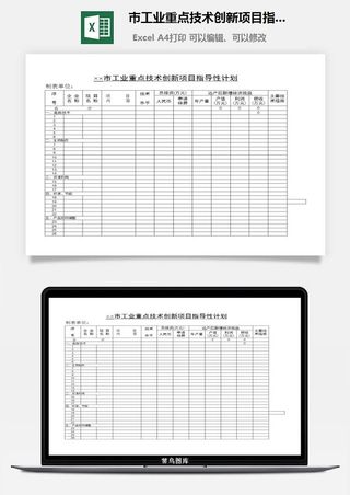 市工业重点技术创新项目指导性计划excel模板