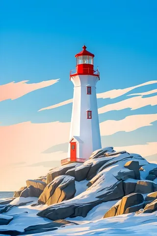 海边灯塔蓝色简约背景