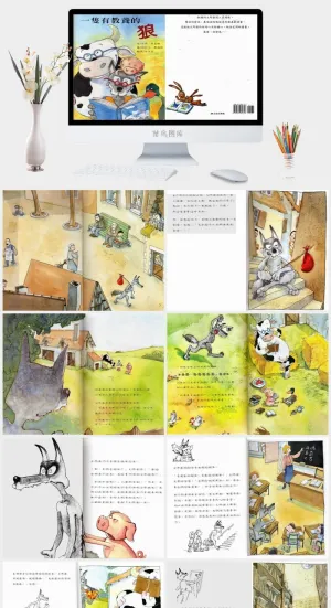 一只有教养的狼幼儿园绘本故事ppt模版预览图