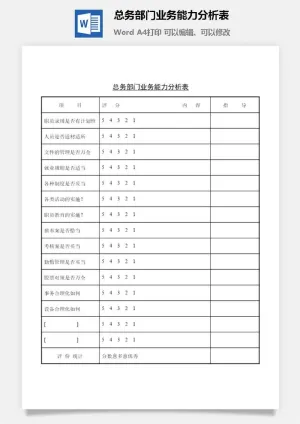 总务部门业务能力分析表word模板
