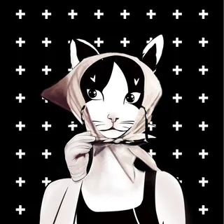 时尚手绘卡通猫咪小姐插画素材