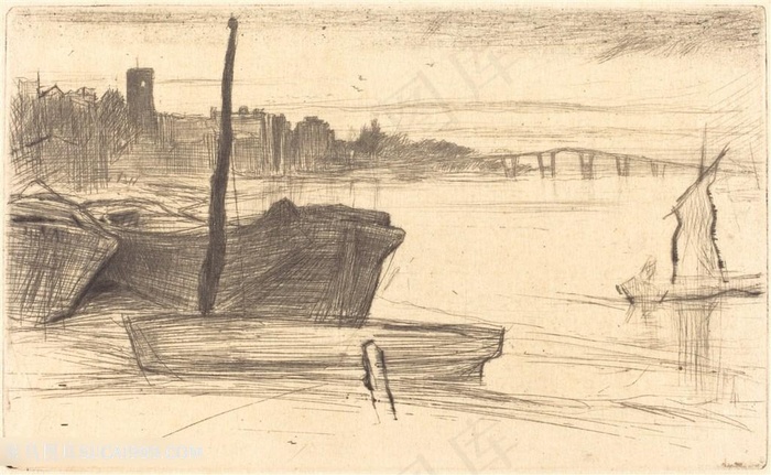 惠斯勒素描海景