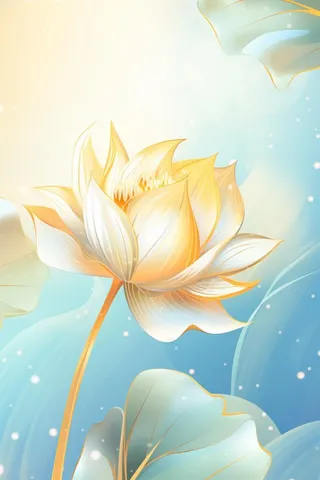 创意清新淡蓝色荷花古风背景