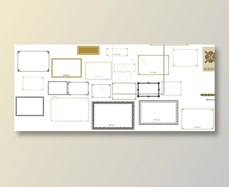 画框简约边框雕刻镂空cdr矢量模版下载