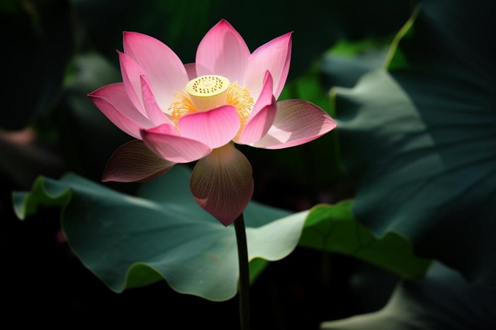 莲花光影暗黑摄影图