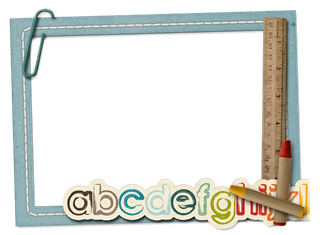 蓝色边框卡通英文字母少儿兴趣班素材