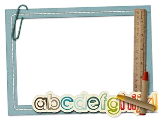 蓝色边框卡通英文字母少儿兴趣班素材