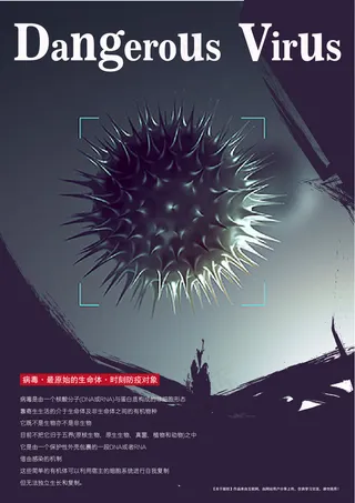 危险的病毒-笔刷效果 排版海报