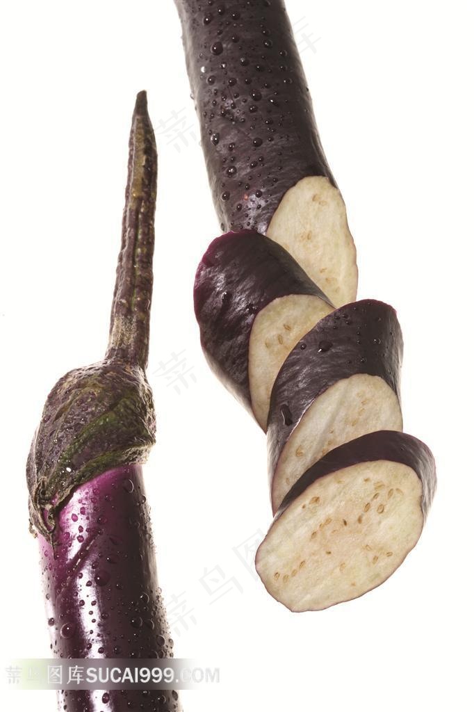 切开的茄子新鲜蔬果