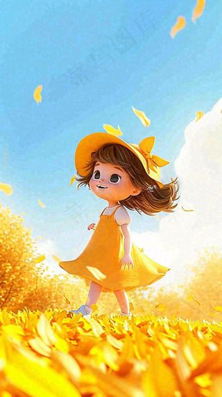 秋天女孩落叶秋叶上玩耍，儿童少女，秋分