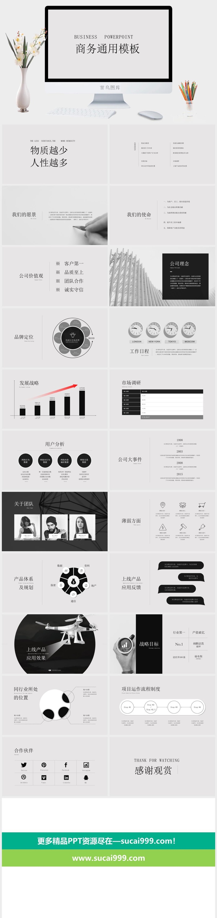 极简创意商务风PPT模板