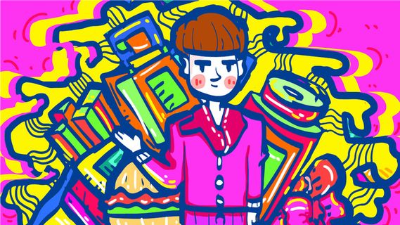 卡通涂鸦街头彩色墙绘壁纸插画儿童创意嘻哈漫画图集AI素材