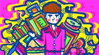 卡通涂鸦街头彩色墙绘壁纸插画儿童创意嘻哈漫画图集AI素材