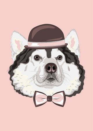 绅士可爱小狗矢量高清卡通画