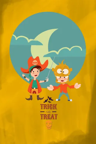 万圣节小鬼捣蛋儿童矢量插画扁平