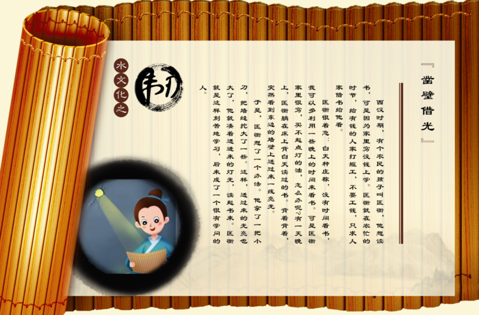 凿壁借光 刻苦求学psd模版下载