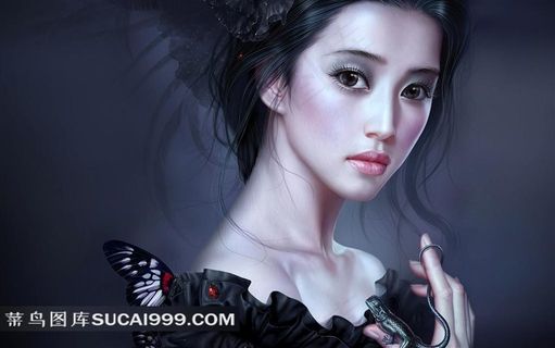 CG插画手握壁虎的美少女