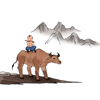 清明清明节卡通牧童骑牛