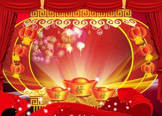 财宝灯笼红色背景