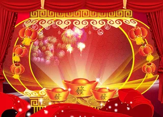 财宝灯笼红色背景