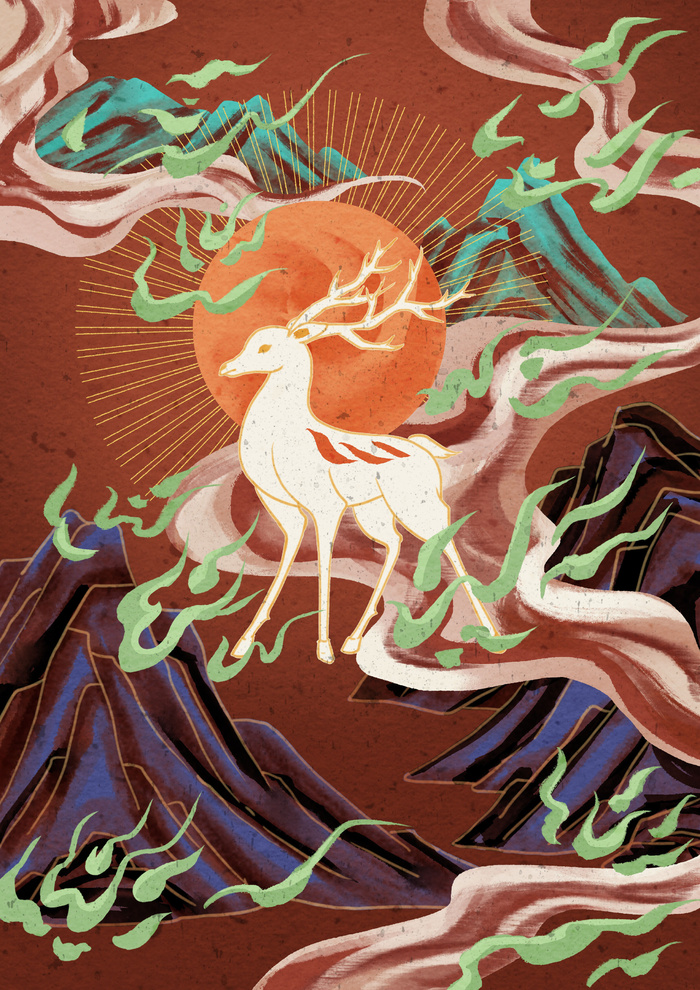 敦煌系列国潮插画(2480x3508)psd模版下载