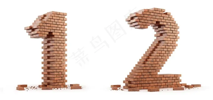 创意砖墙12字母设计高清图片
