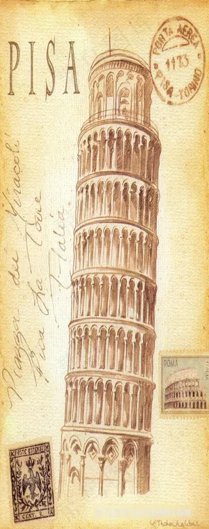 复古建筑时尚艺术插画