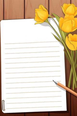 康乃馨黄色纸张笔唯美背景