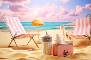 夏日清新海滩立体背景