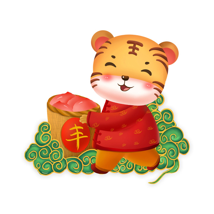 手绘2022虎年新年春节卡通老虎形象IP插画元素PSD设计素材图案psd模版下载