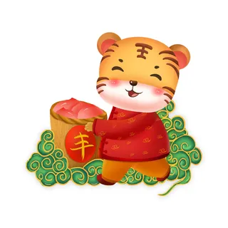 手绘2022虎年新年春节卡通老虎形象IP插画元素PSD设计素材图案 手绘2022虎年新年春节卡通老虎形象IP插画元素PSD设计素材图案