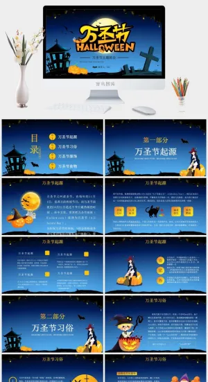 卡通万圣节活动策划方案PPT模板预览图