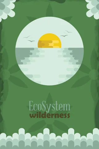 自然风景动物植物扁平矢量插画