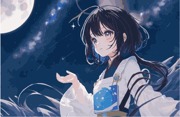 少女星空插画ai矢量模版下载
