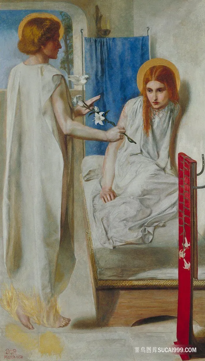 泰特油画拿着鲜花的情侣