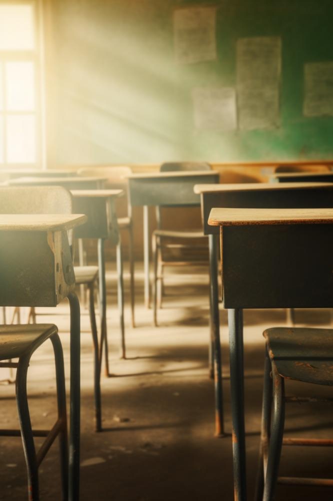 教室课桌光点摄影图