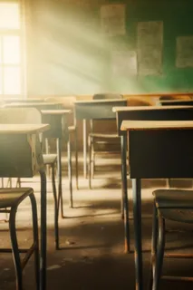 教室课桌光点摄影图