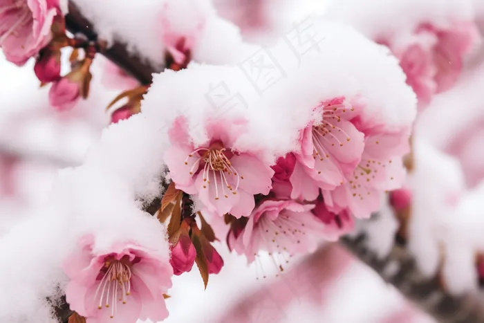 冬季白雪覆盖的梅花摄影图