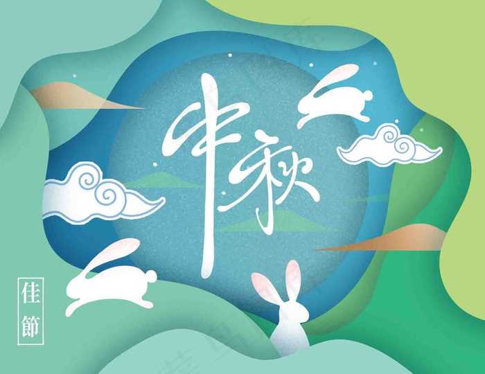 手绘中秋08中秋 中秋节 八月十五 中秋节快乐 