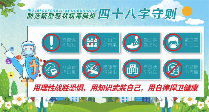 防范新冠疫情四十八字守则疫情防控绿色