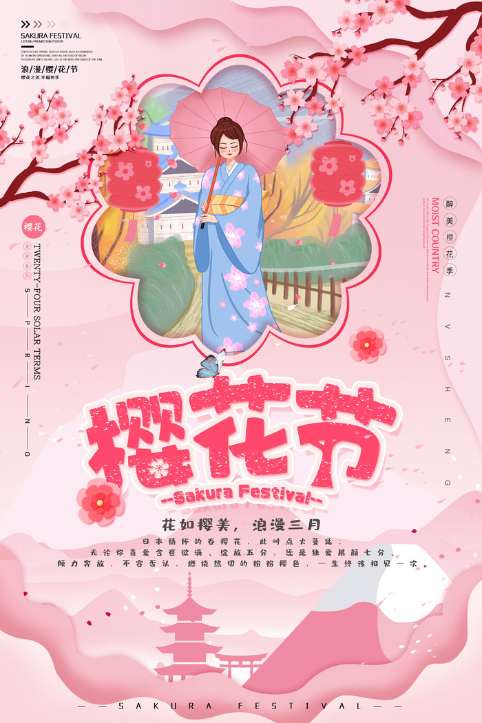 樱花季樱花节赏樱春天春季郊游踏青春游旅游海报PSD素材模板设计psd模版下载