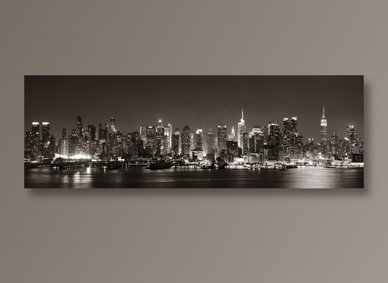 城市建筑黑白风景画