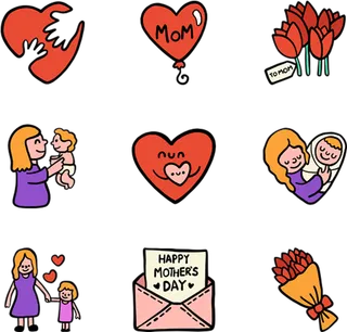 母亲节图标素材卡通